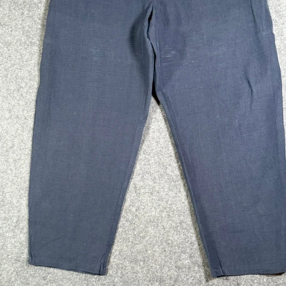 De Bonne Facture Navy 100% Linen Easy Trousers Made in France Men Sz 50 US 34